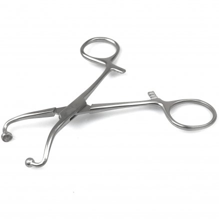 Затискач, з кремальєрою для операційної білизни по Ball-Socket. Довжина 13 см